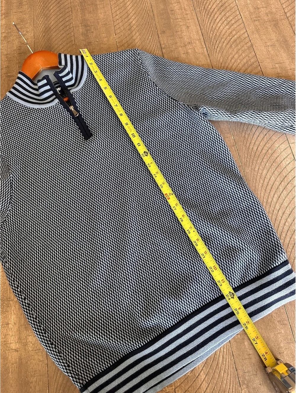 Lands’ End Men’s 100% Supima Cotton 1/4 Zip Polo Sweatshirt Blue size Medium - Picture 10 of 13